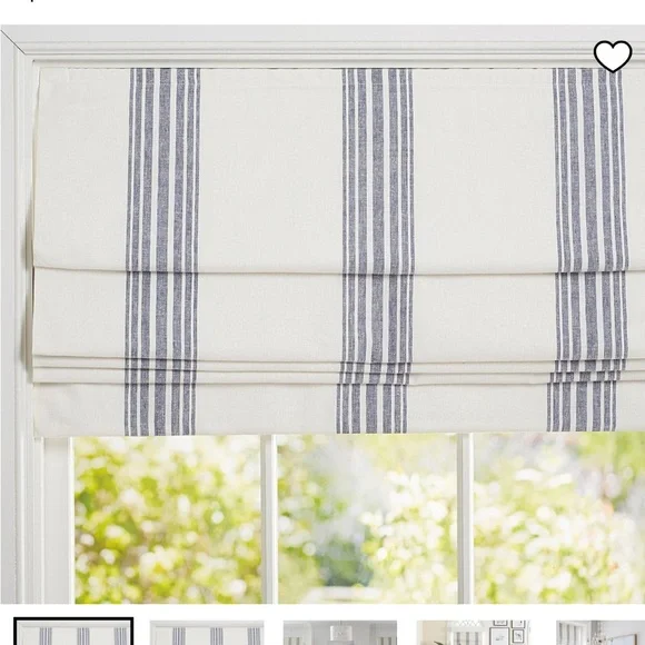 Pottery Barn Riviera Striped Roman Shade in Navy, 36x64, Blackout, New in Box - Picture 4 of 6